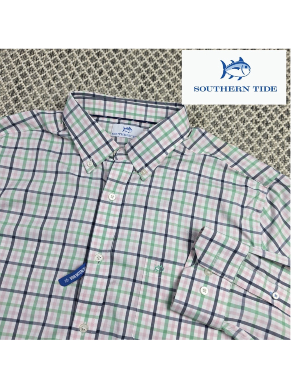 Southern Tide Mens XL Plaid Button Down Shirt Pink Green Blue Long Sleeve